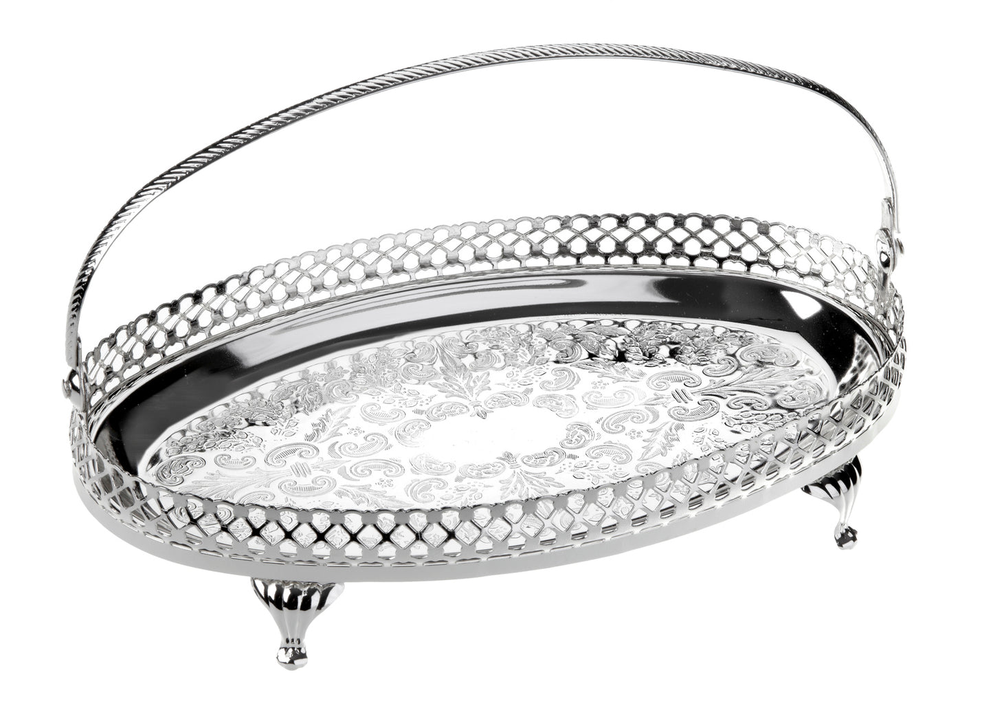 Small Oval Gallery Tray-Legs-Handle