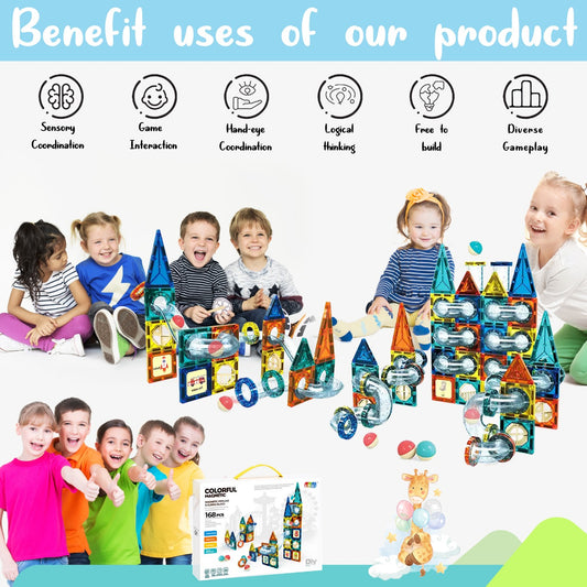COLOURFUL MAGNETIC 168 Pcs Magnetic COLORFUL PIPELINE BUILDING BLOCKS