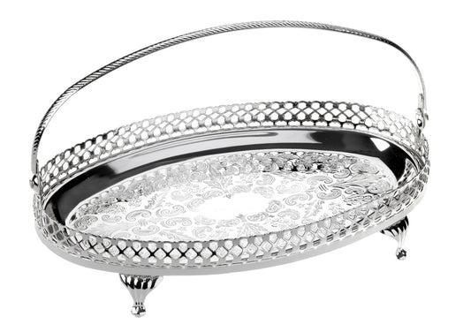Small Oval Gallery Tray-Legs-Handle
