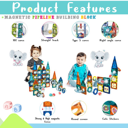 COLOURFUL MAGNETIC 168 Pcs Magnetic COLORFUL PIPELINE BUILDING BLOCKS